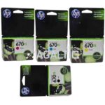 Kit Tinta HP 670XL (CZ117AL, CZ118AL, CZ119AL, CZ120AL) Original